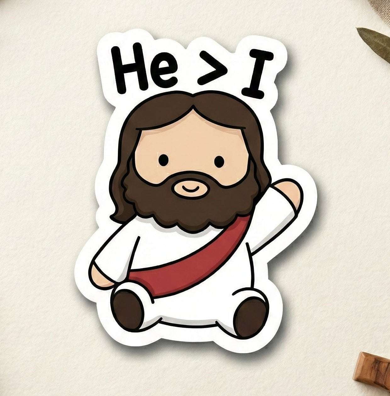 Cute Jesus Sticker (He is Greater) - The Blessed Smiles
