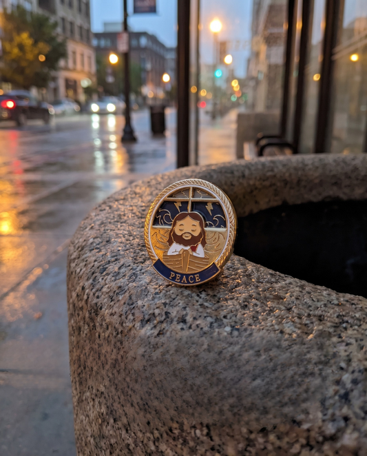Jesus Peace Be Still Spinner Enamel Pin