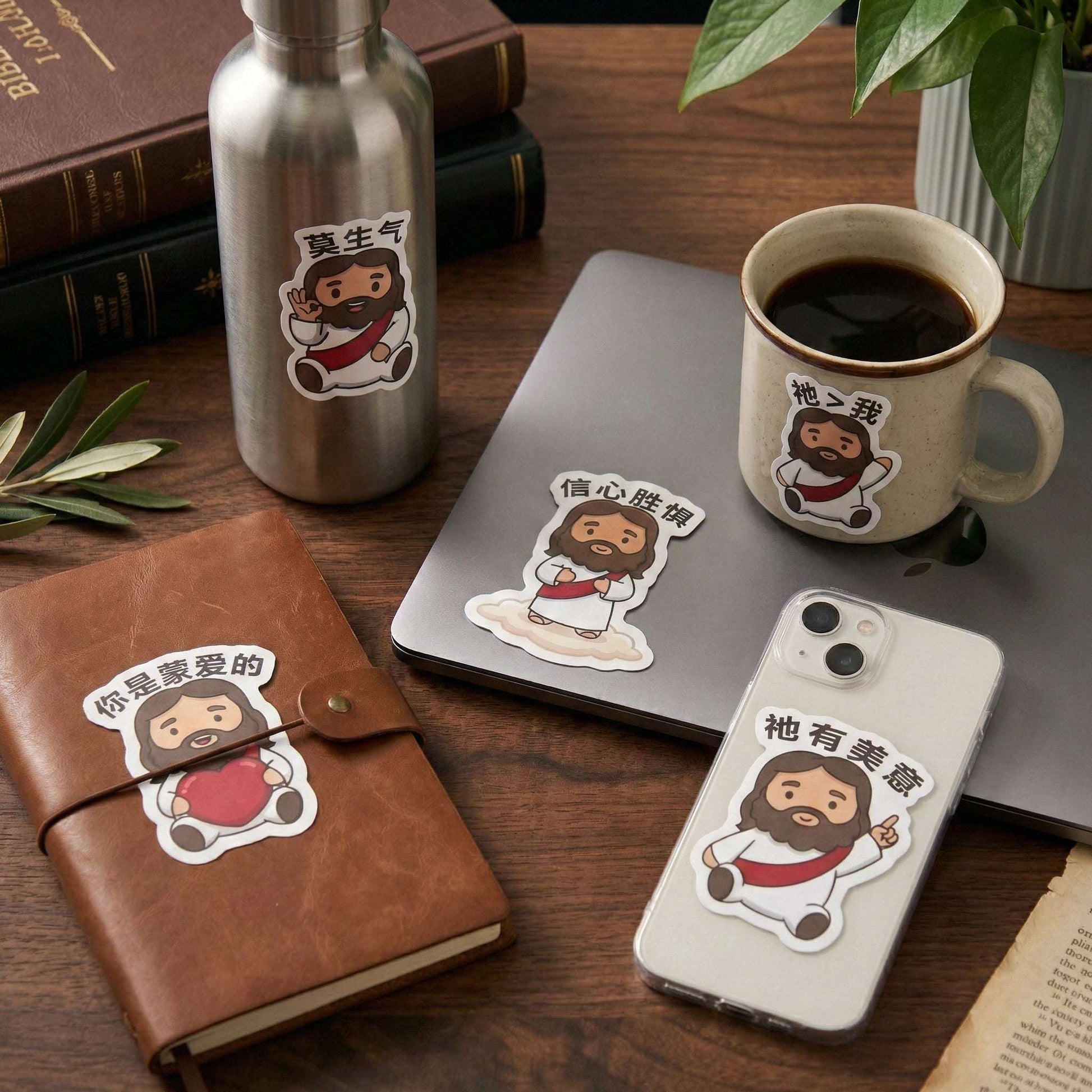 丰盛恩典耶稣贴纸套装 (5张入) - The Blessed Smiles