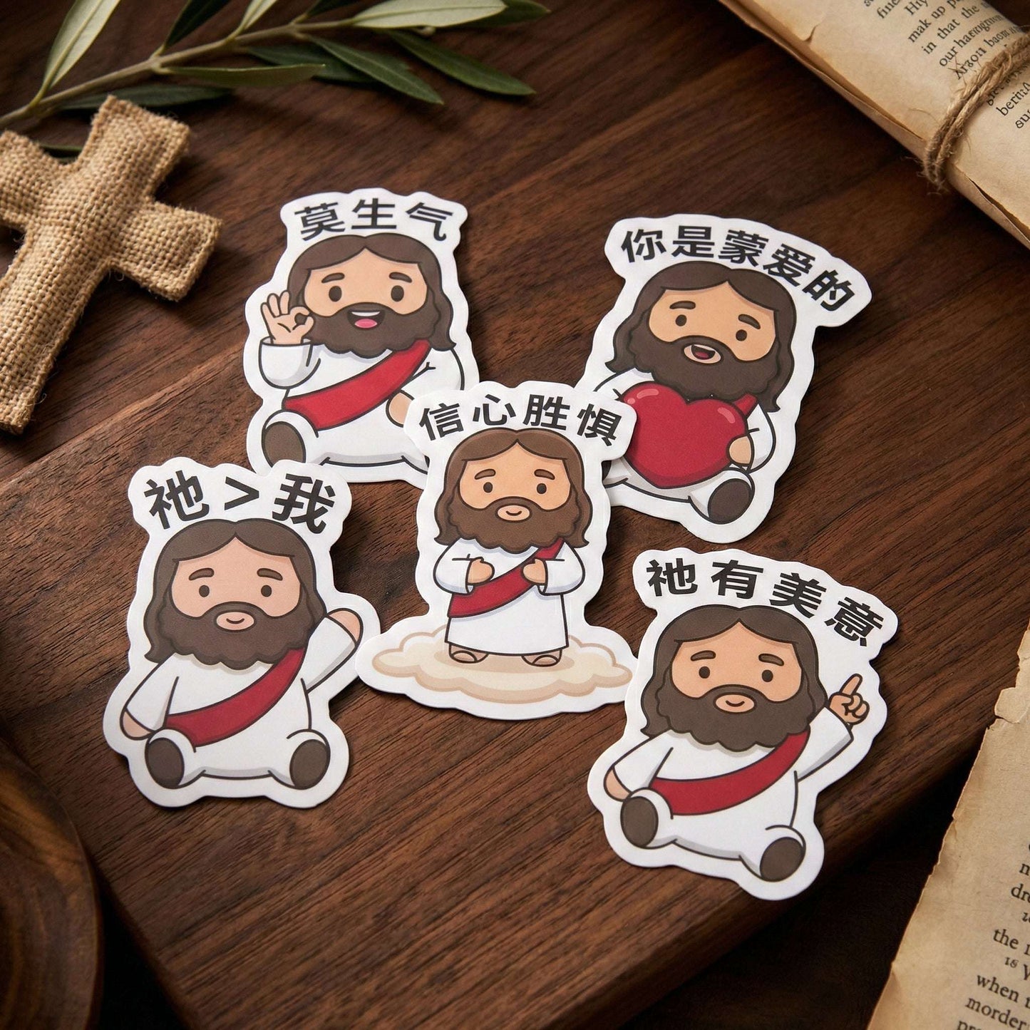 丰盛恩典耶稣贴纸套装 (5张入) - The Blessed Smiles