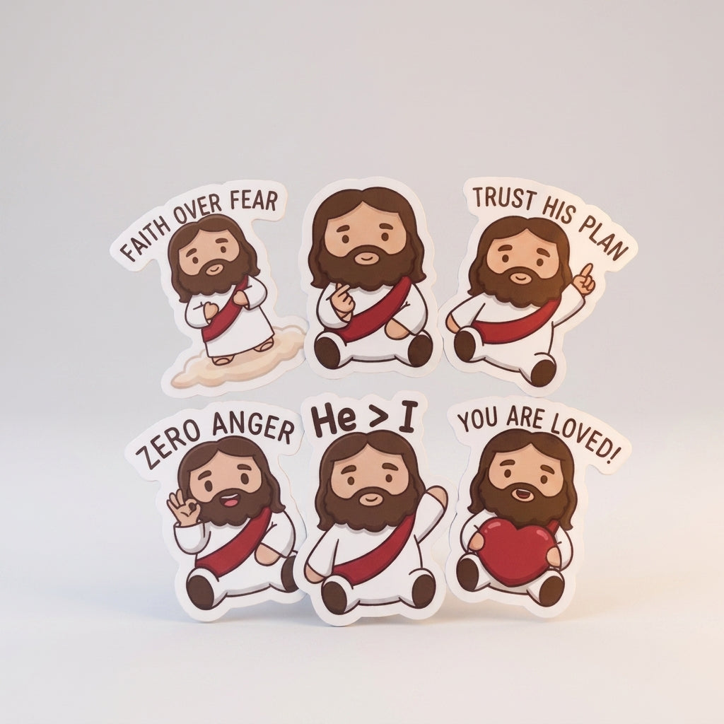 The Abundant Grace Pack - six Jesus stickers