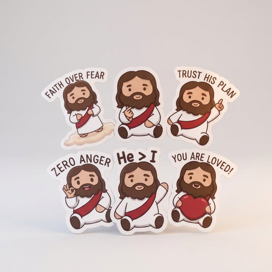 The Abundant Grace Pack - six Jesus stickers