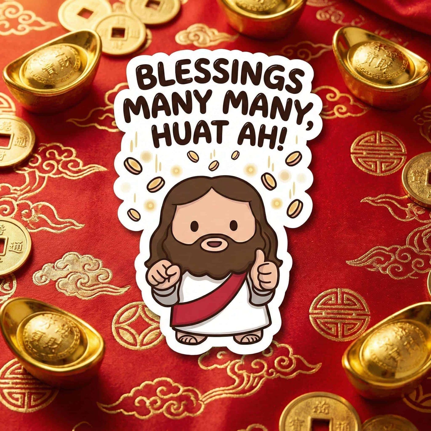 [CNY] Cute Jesus Sticker (Blessings Many & Huat!) - The Blessed Smiles