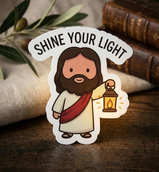 Cute Jesus Sticker (Shine Your Light) - The Blessed Smiles