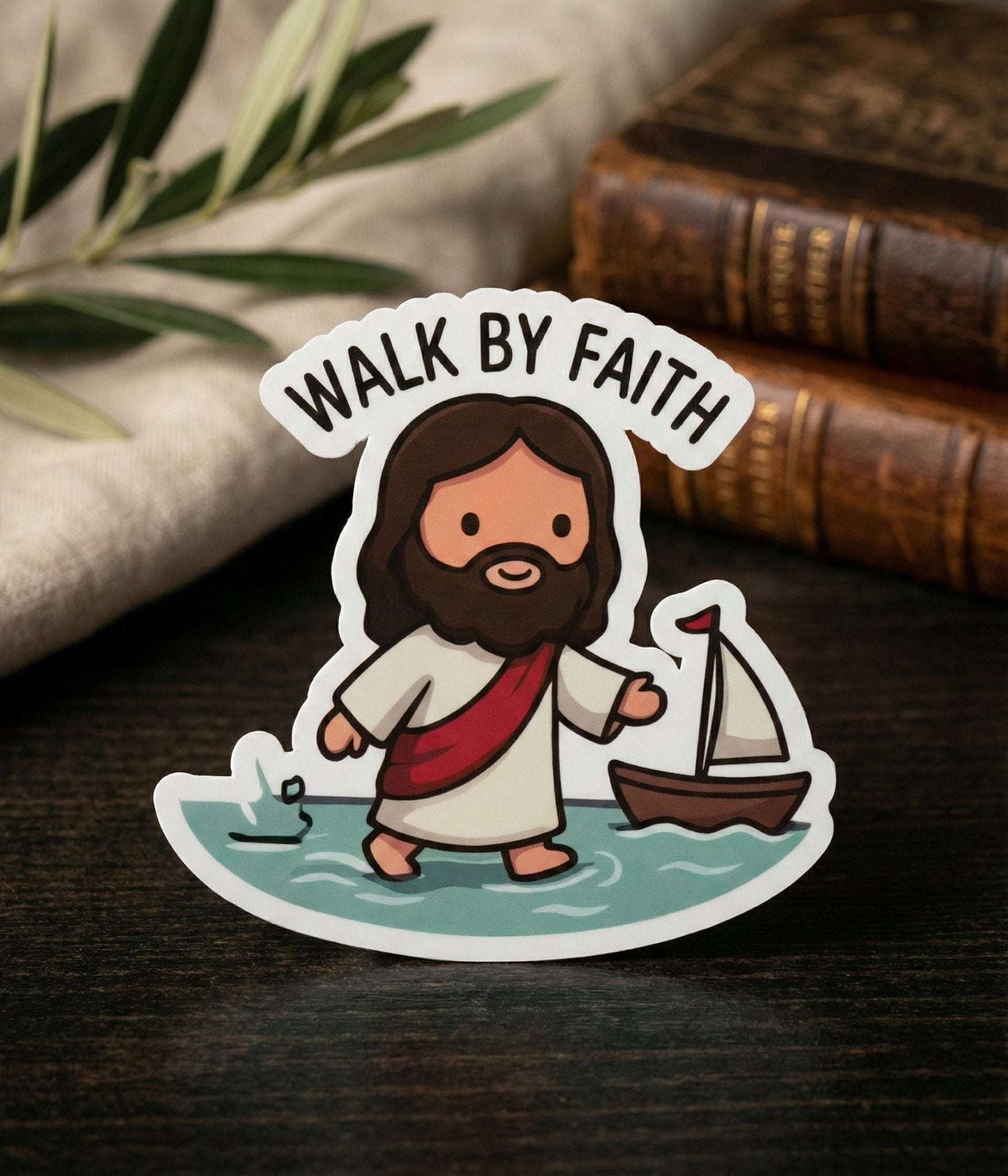 Cute Jesus Sticker (Walk By Faith) - The Blessed Smiles