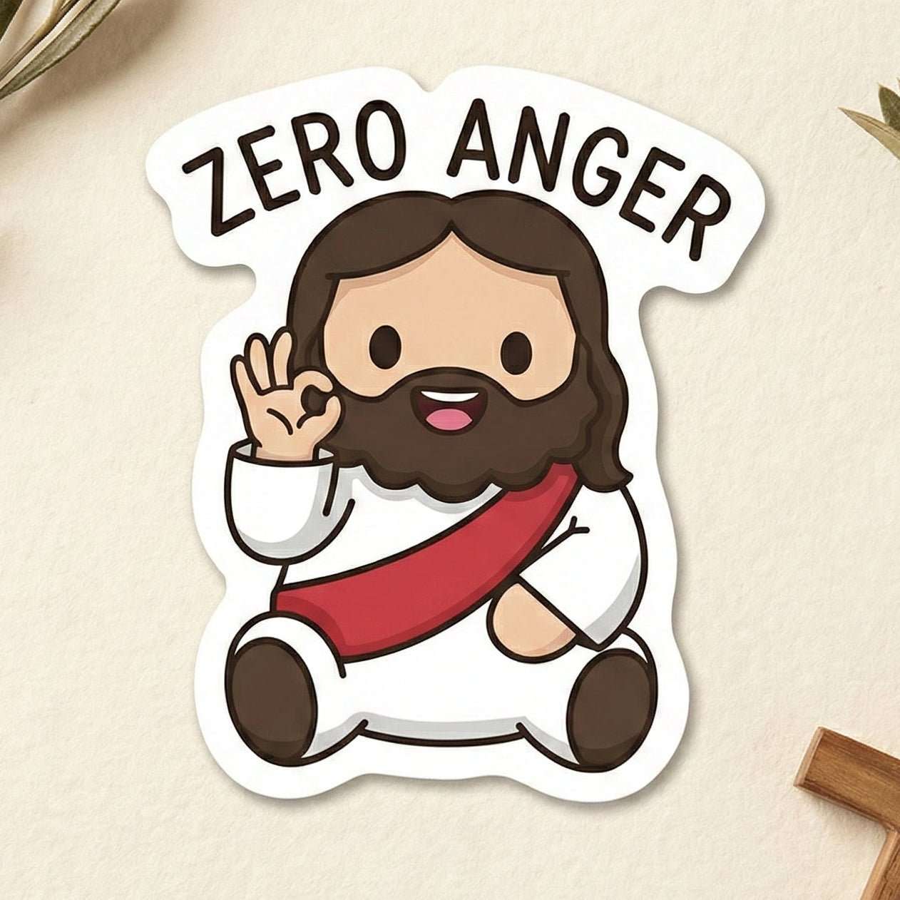 Cute Jesus Sticker (Zero Anger) - The Blessed Smiles
