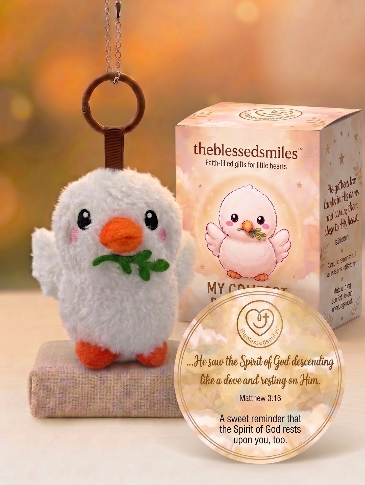 Mini dove plush bag charm keychain