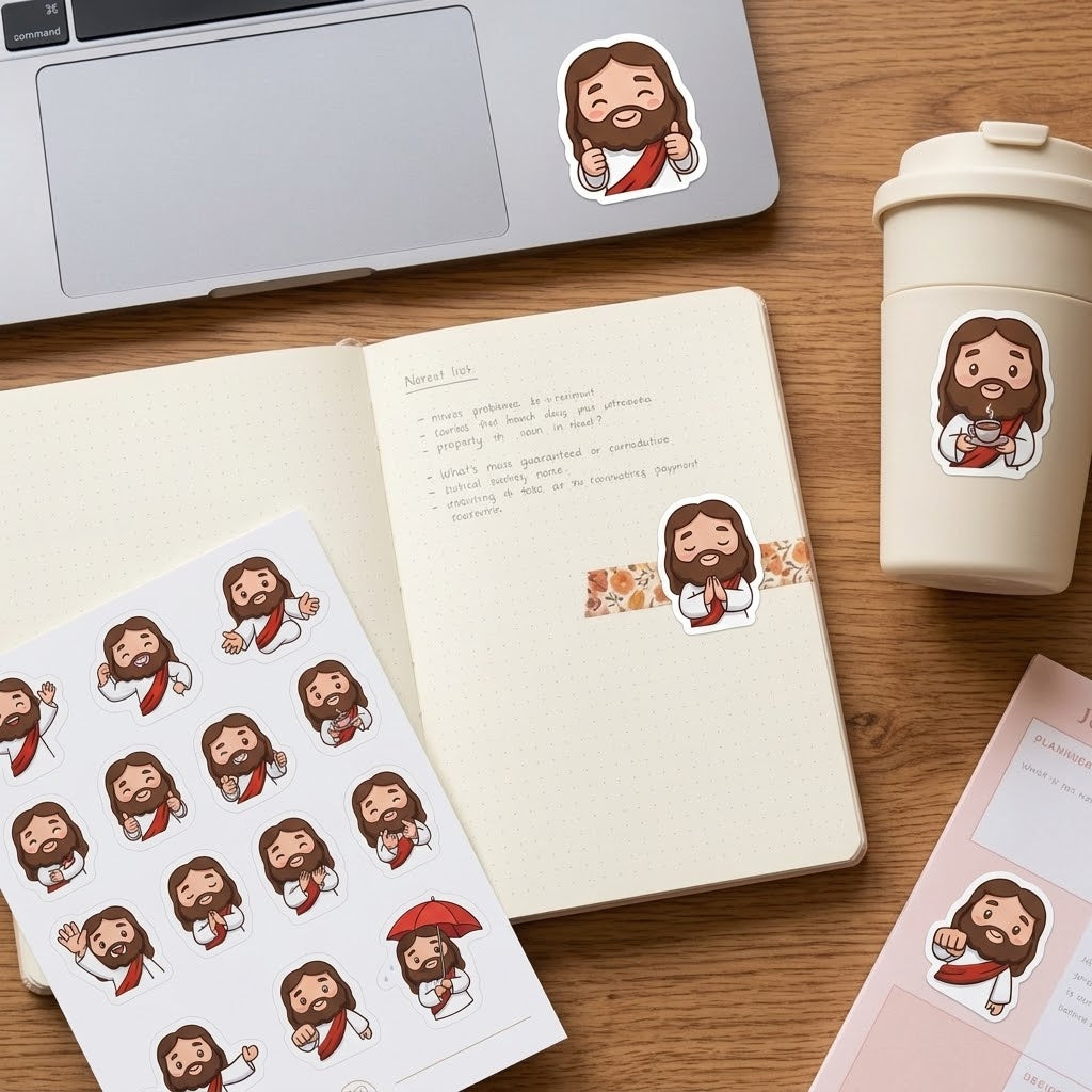 Jesus Emotes Stickers Sheet
