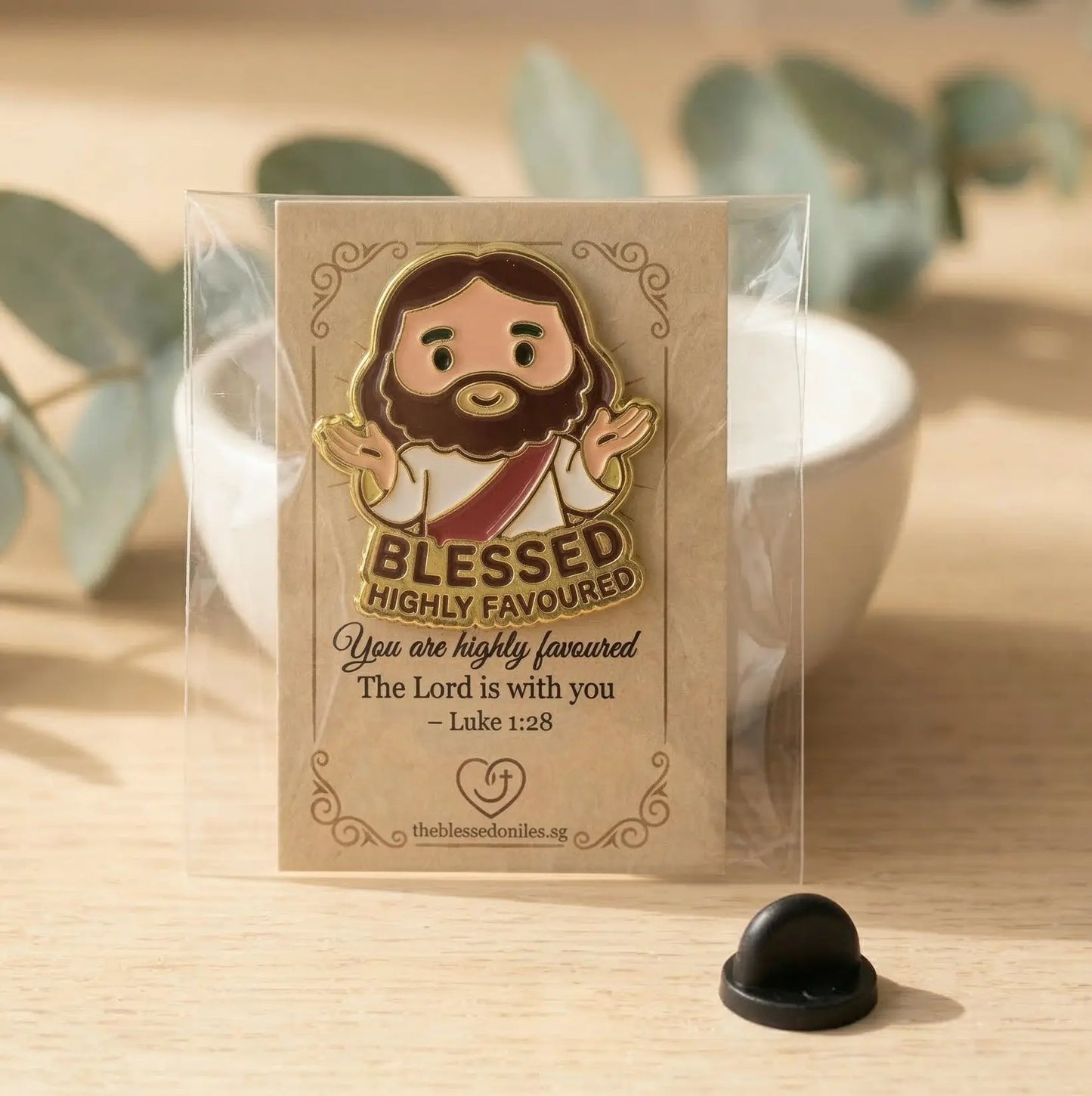 Jesus Blessed Highly Favoured Enamel Pin The Blessed Smiles