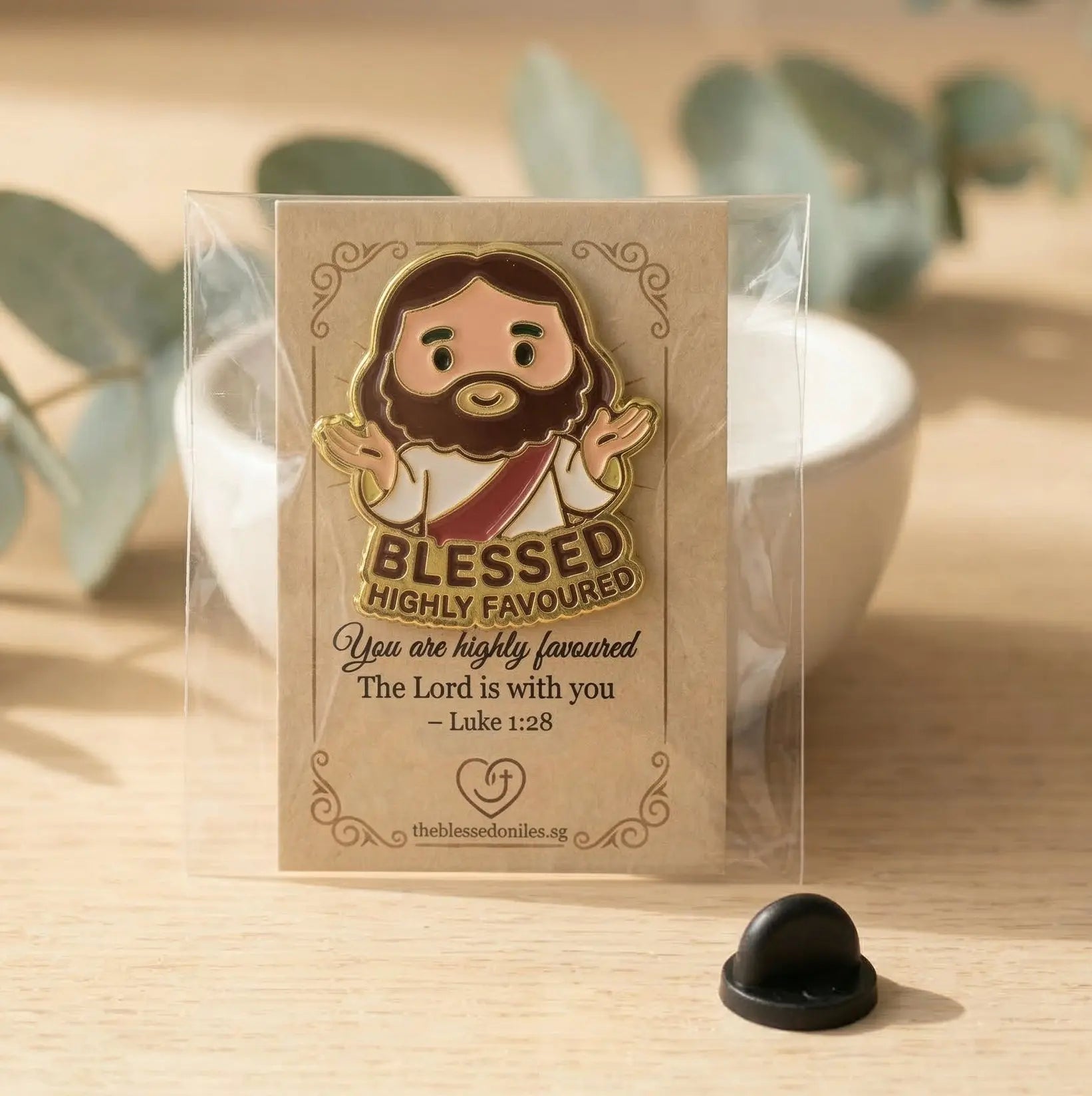 Jesus Blessed Highly Favoured Enamel Pin The Blessed Smiles
