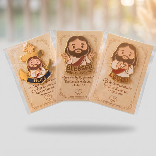 Jesus Heart, Blessed & Hope enamel pins
