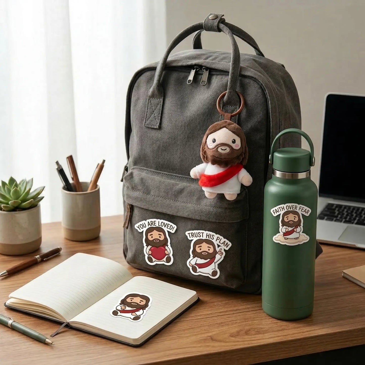 Mini Jesus Plush Bag Charm | Christian Keychain & Gift The Blessed Smiles