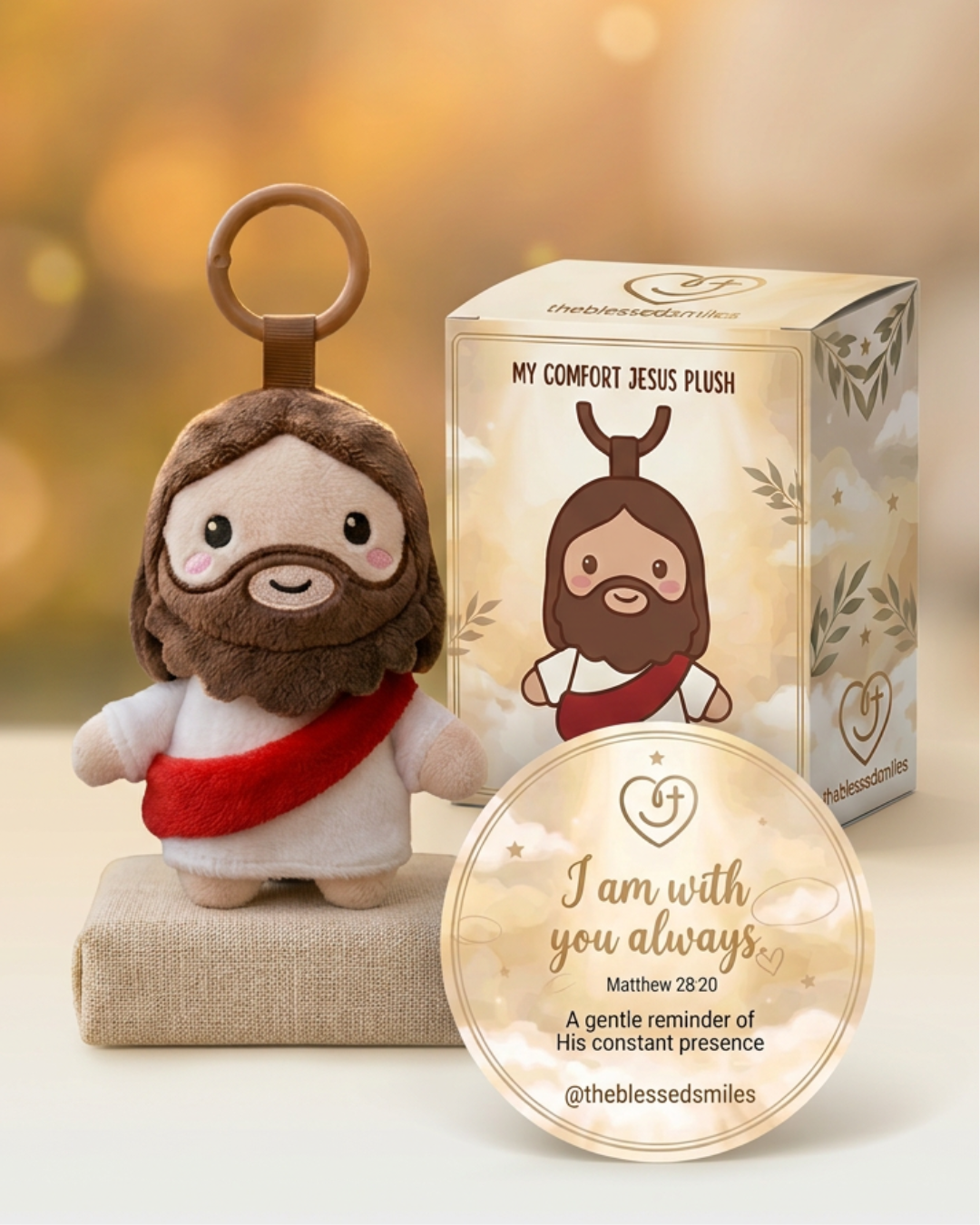 [Pre-order] Mini Jesus Plush Bag Charm | Christian Keychain & Gift The Blessed Smiles