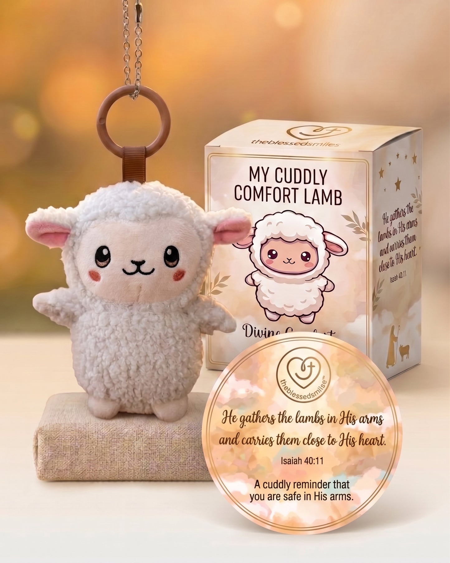 Lamb plush bag charm keychain