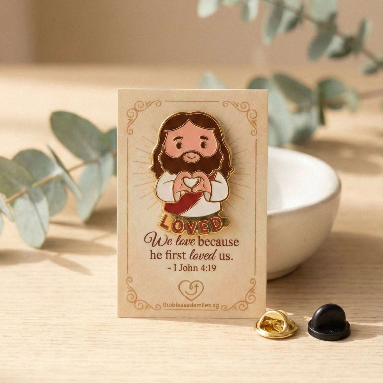 "Loved" Jesus Heart Enamel Pin [3.5cm] - The Blessed Smiles