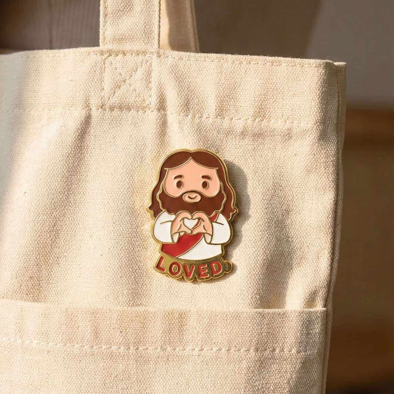 "Loved" Jesus Heart Enamel Pin [3.5cm] - The Blessed Smiles