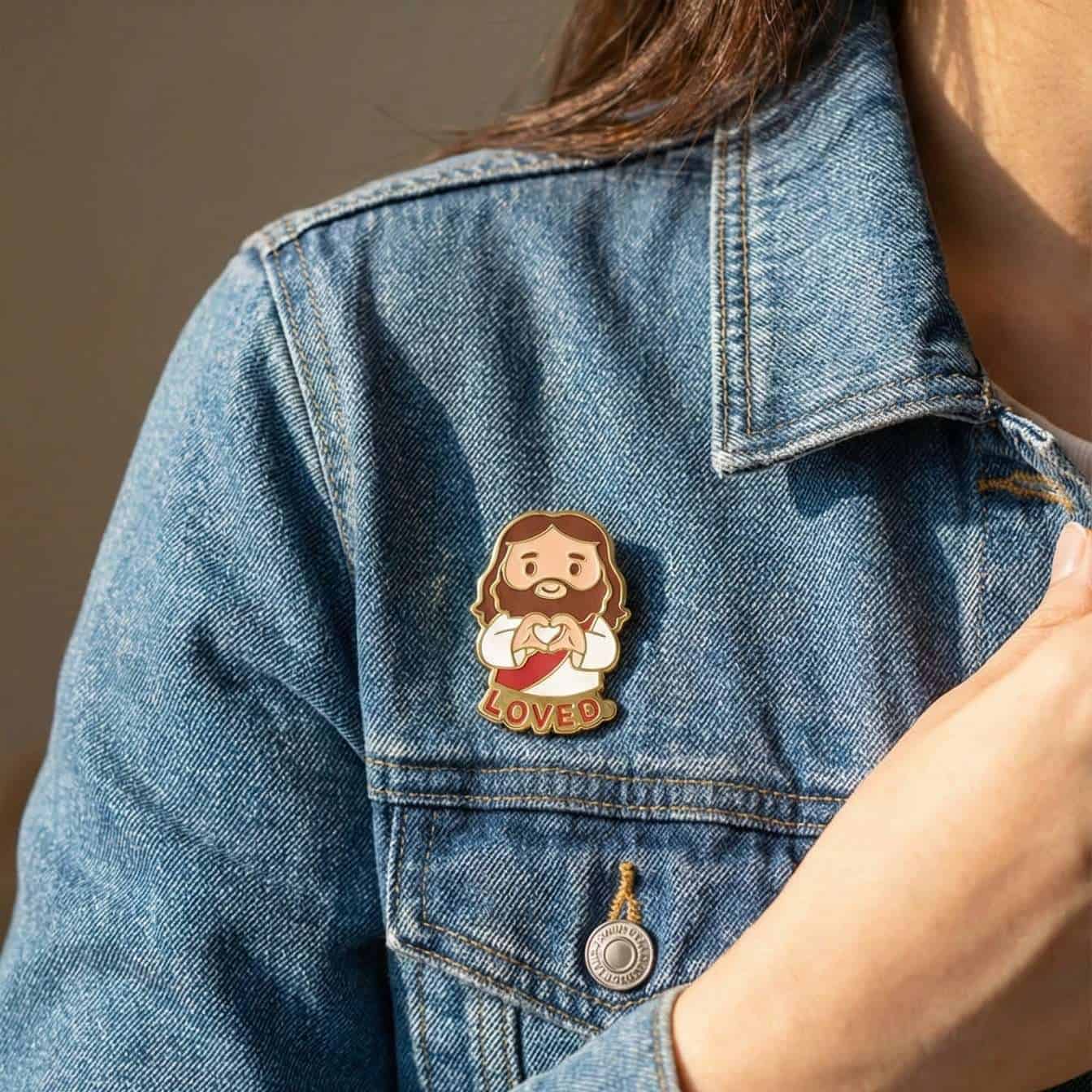 "Loved" Jesus Heart Enamel Pin [3.5cm] - The Blessed Smiles