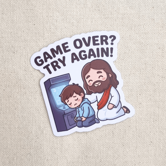 Game Over? Try Again! sticker – The Blessed Smiles